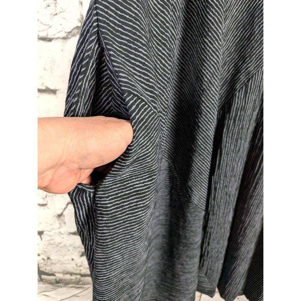 NICHE Nilgun Derman Florence Dress Black Ridge Stripe Midi Dress Lagenlook Large - Picture 6 of 9